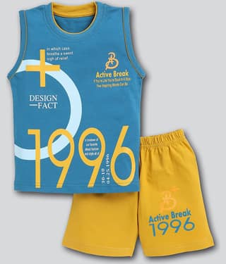 Mars Infiniti Pack of 1 Boys Cotton T-Shirt & Shorts Set ( Mustard )