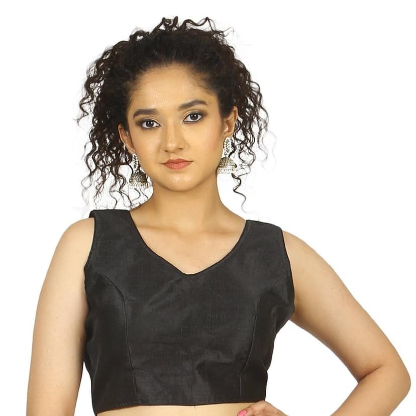 TheHangr Black Silk Multicolor Latkan Blouse - 32