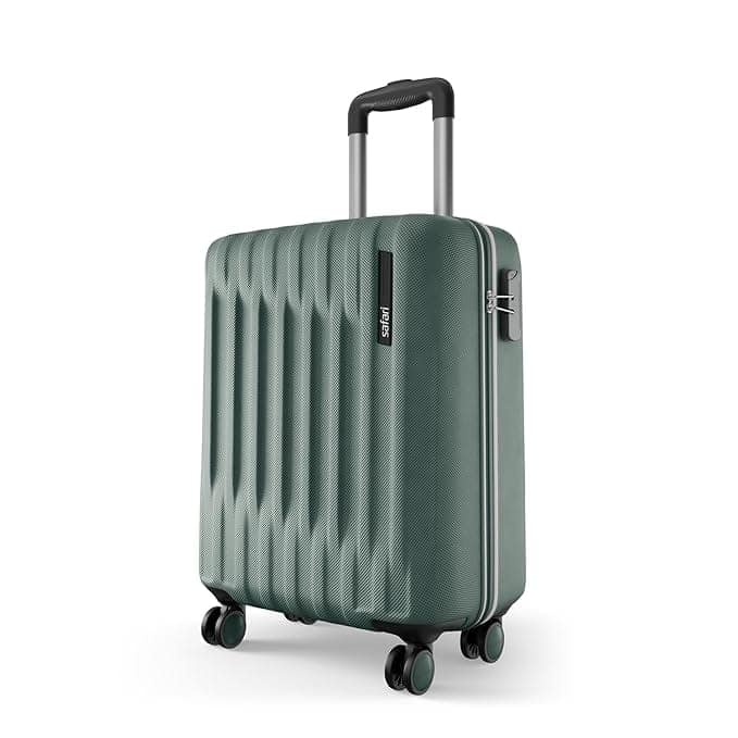 Neo 8 Wheels 55cm Cabin Trolley Bag, Hard Case Polycarbonate, Carry On 360 Degree Wheeling Luggage for Men & Women, Travel Bag, Suitcase for Travel, Trolley Bags for Travel, Sage Green