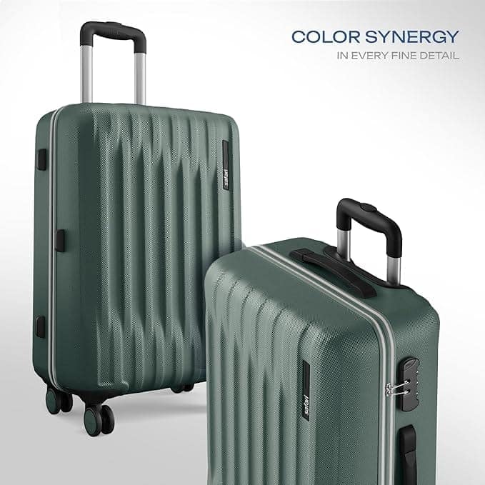 Neo 8 Wheels 55cm Cabin Trolley Bag, Hard Case Polycarbonate, Carry On 360 Degree Wheeling Luggage for Men & Women, Travel Bag, Suitcase for Travel, Trolley Bags for Travel, Sage Green view 2