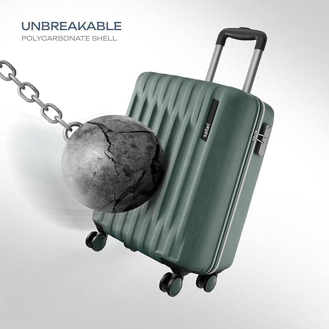Neo 8 Wheels 55cm Cabin Trolley Bag, Hard Case Polycarbonate, Carry On 360 Degree Wheeling Luggage for Men & Women, Travel Bag, Suitcase for Travel, Trolley Bags for Travel, Sage Green view 3