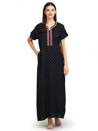 KOI Alpine Nightgown with Floral Embroidery Double Patti Red XL