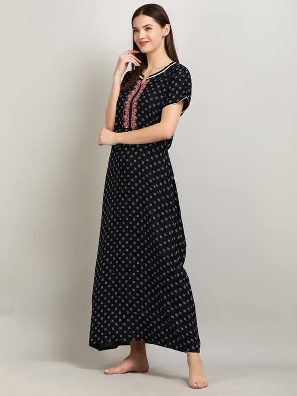 KOI Alpine Nightgown with Floral Embroidery Double Patti Red XL view 3