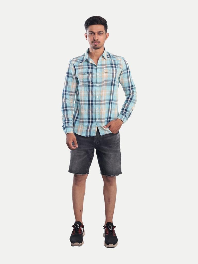 Men Black Distressed Denim Shorts view 2