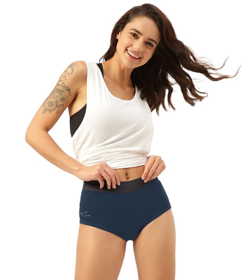 Freecultr Women's Underwear Antibacterial Micromodal Airsoft | Boxer Brief - Non-Itch, No Chafing, Sweat-Proof Comfort Pack of 1-Prussian Blue view 7