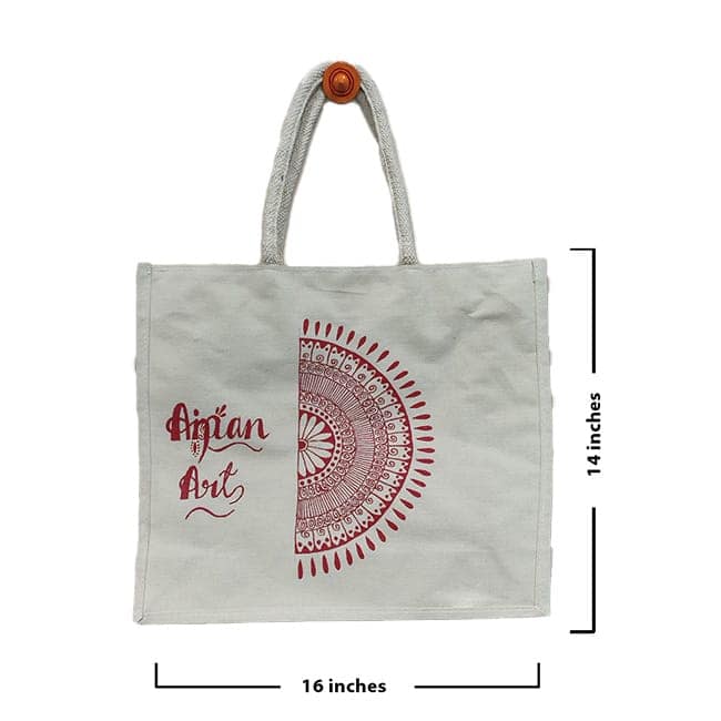 Uttarakhand Aipan Artisan-Made Canvas Handbag view 2