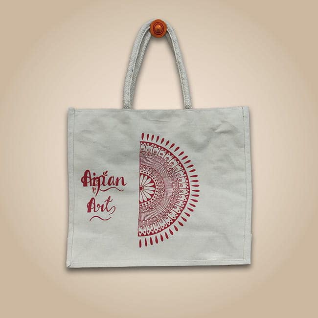 Uttarakhand Aipan Artisan-Made Canvas Handbag view 3
