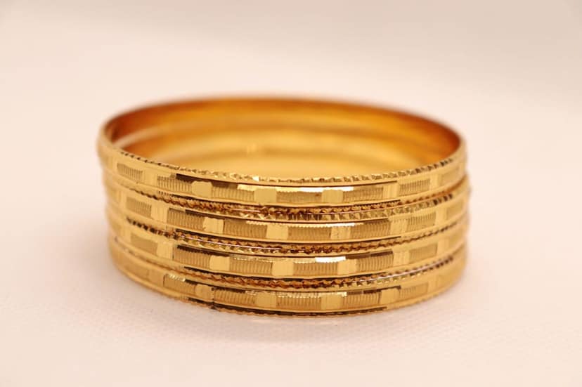 Gold Plated Designer Bangle Set for Women - Set of 6