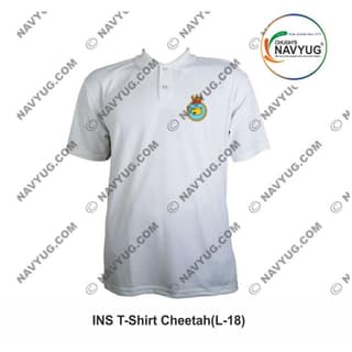 Chugh's Navyug INS Cheetah T-Shirt (Large) | Embroidered Navy Insignia | Casual & Defence Wear