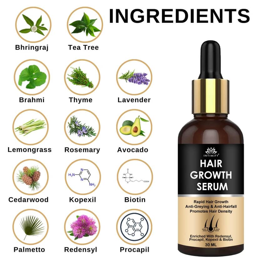 Intimify Hair Growth Serum, for Hair Growth, hair fall serum, hair regrowth, anti hairfall, hair fall control, 30 ml view 3