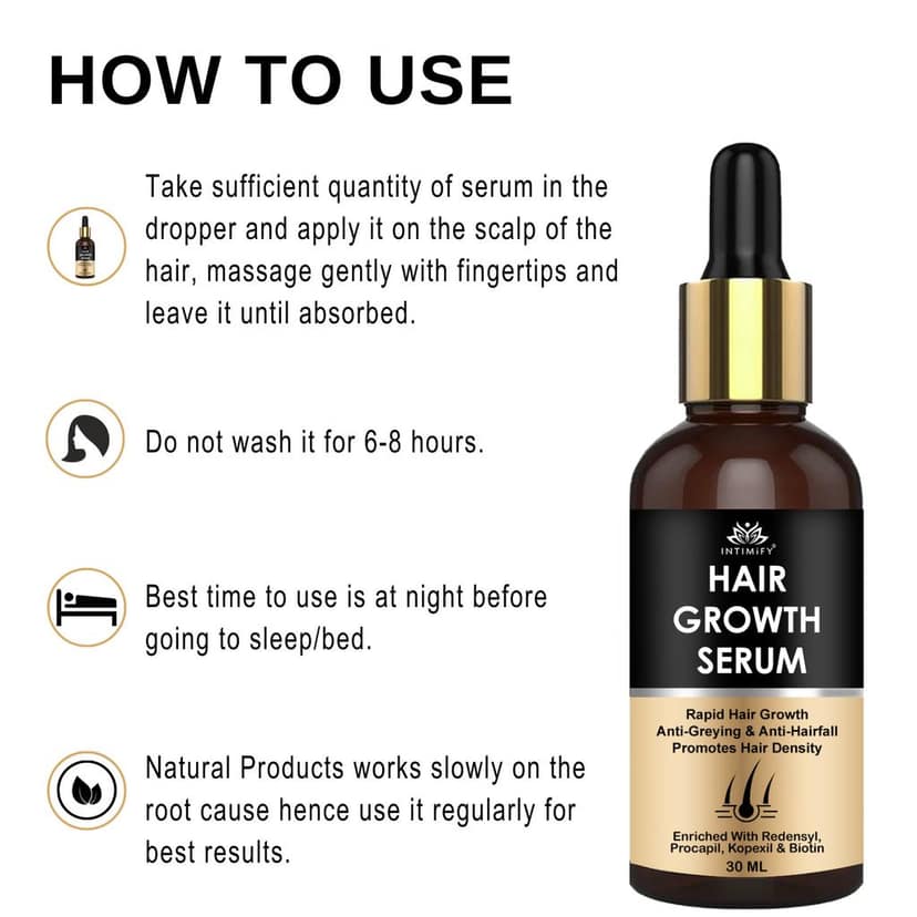 Intimify Hair Growth Serum, for Hair Growth, hair fall serum, hair regrowth, anti hairfall, hair fall control, 30 ml view 5
