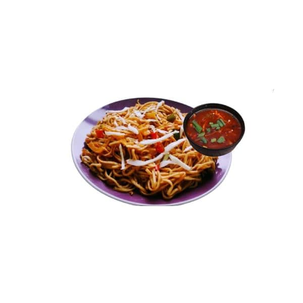 Veg Triple Schezwan Noodles with Gravy Half