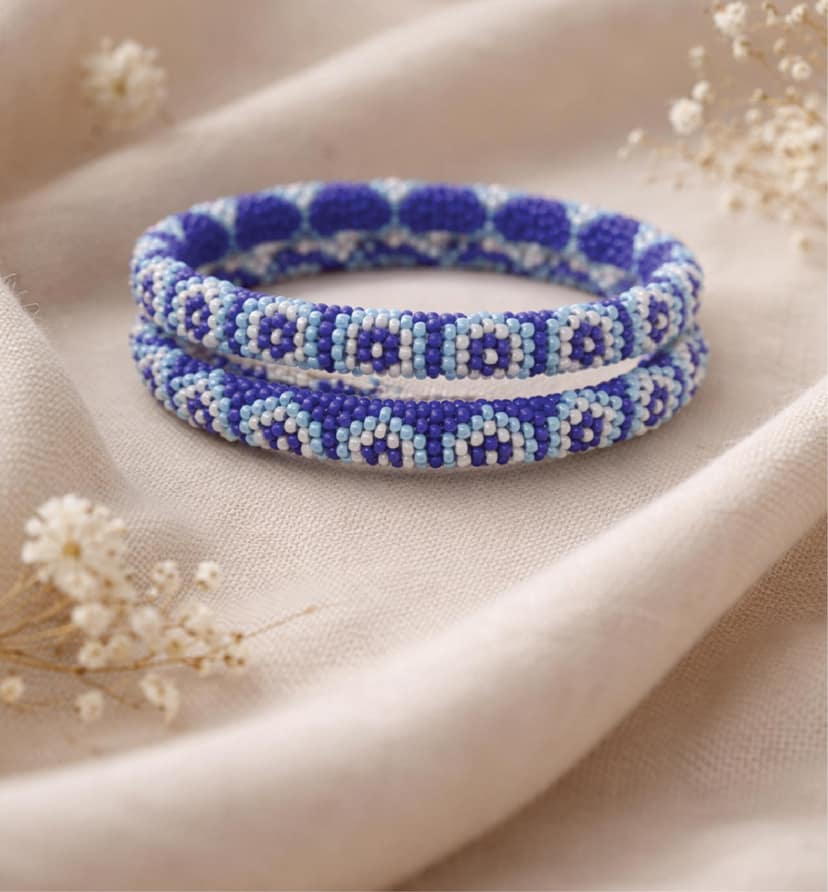 Handcrafted Beaded Bangles – Traditional Ethnic Jewelry (Set of 1) view 2