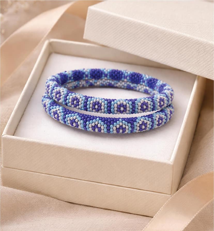 Handcrafted Beaded Bangles – Traditional Ethnic Jewelry (Set of 1) view 3