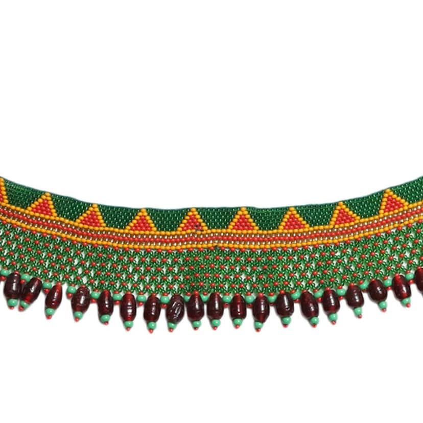 Garvi Gurjari (A Gujarat Govt Enterprise) Green Beaded Choker Necklace Set for Women view 3