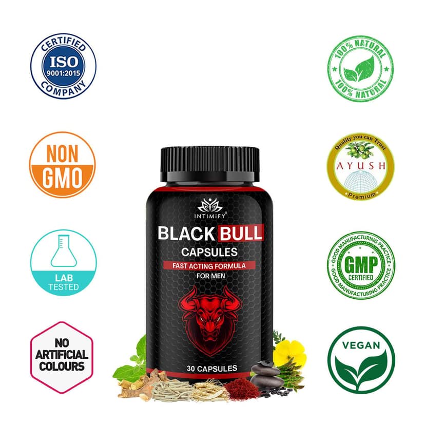 Intimify Black Bull capsules, sexual stamina supplements, sexual wellness men, Increase Size, Time Booster, Extra Pleasure (30 caps) view 5