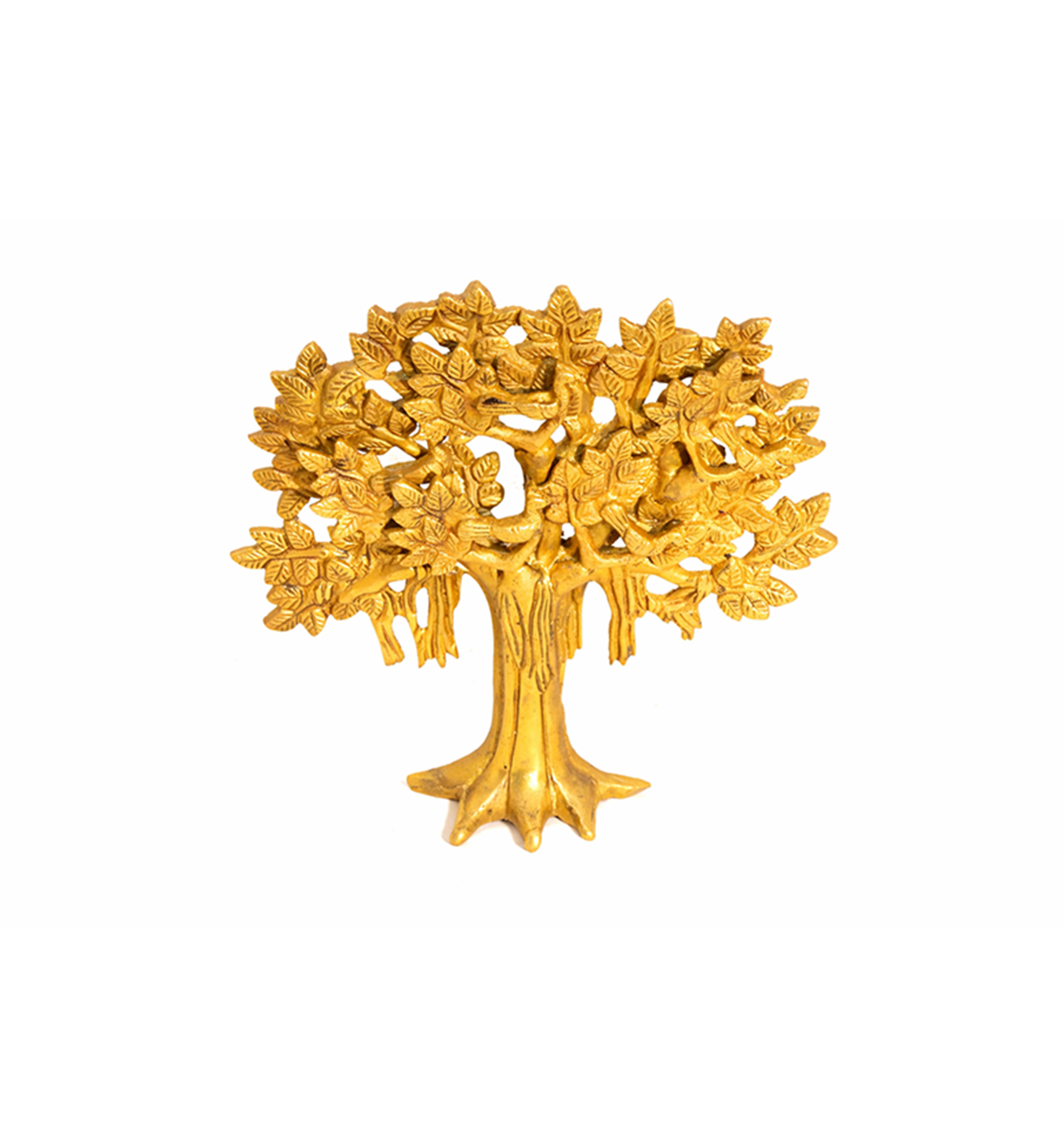 Handcrafted Bell Metal Kalpavriksha Sculpture – Antique Gold Finish view 2