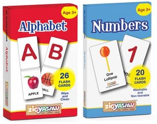 ZiGYASAW Colorful Flash Cards Combo for Kids Complete Early Learning | English ABC Alphabets & 123 Numbers Cards Combo for Age 4-7 Year Old | Pack of 2