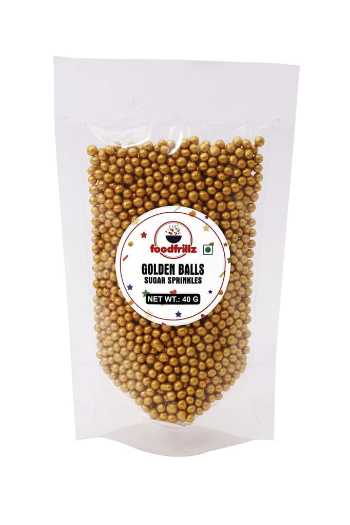 foodfrillz Silver Balls (50g) and Golden Balls (40g) for Cake Decor, Sugar Sprinkles, balls for cake view 4