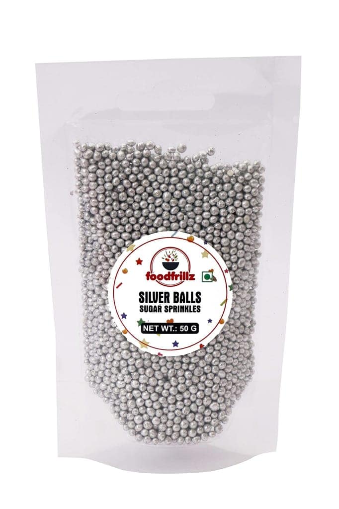 foodfrillz Silver Balls (50g) and Golden Balls (40g) for Cake Decor, Sugar Sprinkles, balls for cake view 5