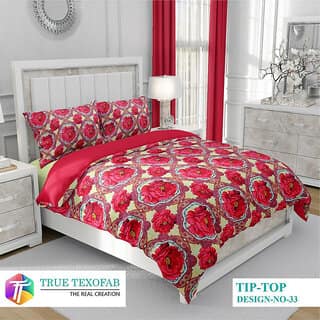 Black Bee Pink Rose Print Double Bedsheet With 2 Pillow Covers (208 X 213 Cm)(Bs32-04)