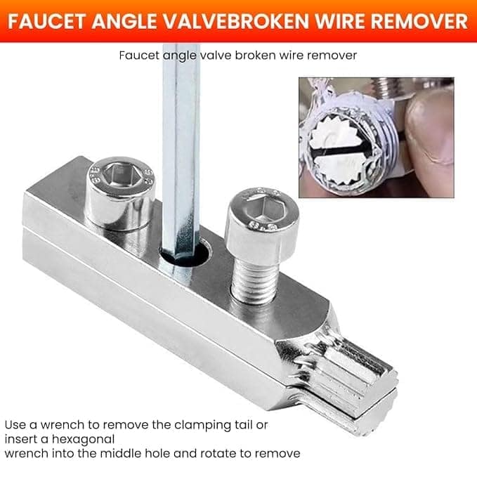 Faucet Angle Valve Broken Wire Extractor Adjustable Broken Valve Extractor Universal Screw Extractor Tool Broken Bolt Remover for 1/2 in and 3/4 in Stripped Thread, Stainless Steel Made view 3