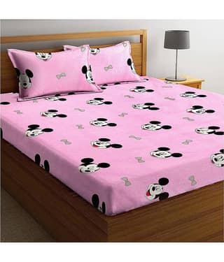 N G PRODUCTS Pink Glace Cotton 1 Double Bedsheet with 2 Pillow Covers ( 223 cm x 223 cm )