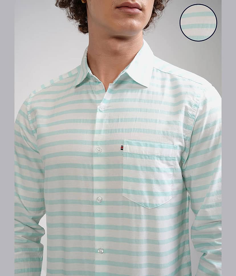 Highlander 100% Cotton Slim Fit Striped Full Sleeves Men's Casual Shirt - Multicolor ( Pack of 1 ) view 5