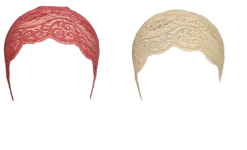 Girls and Womens Hijab Cap Hijab Headband, Under Hijab Scarf Light Maroon and Light Beige Naqab Head Scarf (2 pcs)