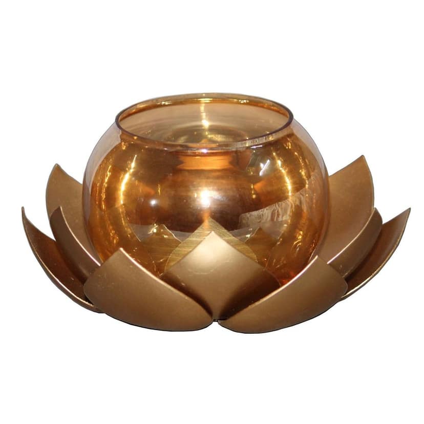 Iron Showpiece Lotus With Chimney, Diwali Gift Item (IMAS154 A) view 3