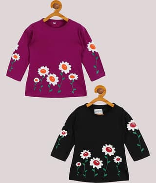 Babeezworld Pack of 2 Baby Girls Cotton T-Shirt ( Multi )