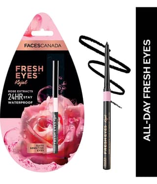 FACES CANADA Fresh Eyes Kajal With Rose Extract, Black, 0.35 g
