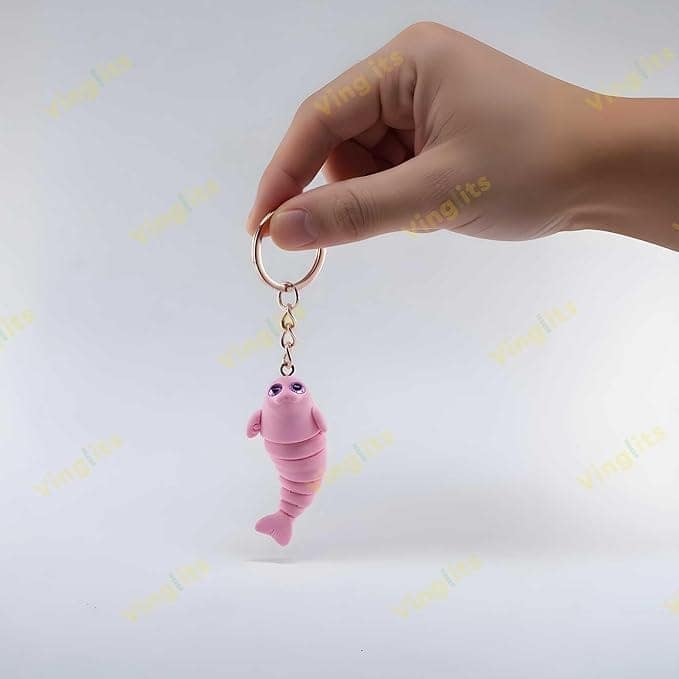 Vinglits Aqua Squad 3D Printed Keychains – Articulated Animal Toys, Pocket-Friendly Keyrings, Stress Relief Desk Toys for Kids & Adults, Collectible Accessories (Seal - Wobble) view 4