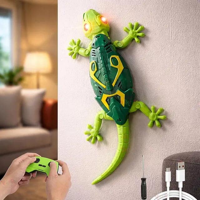 VikriDA Wall Climbing RC Toy with Remote Control, Rechargeable Creepy Crawler Climbs Walls & Ceilings, Glowing Eyes Prank Toy for Kids Boys Girls Birthday Gift (Green) view 3