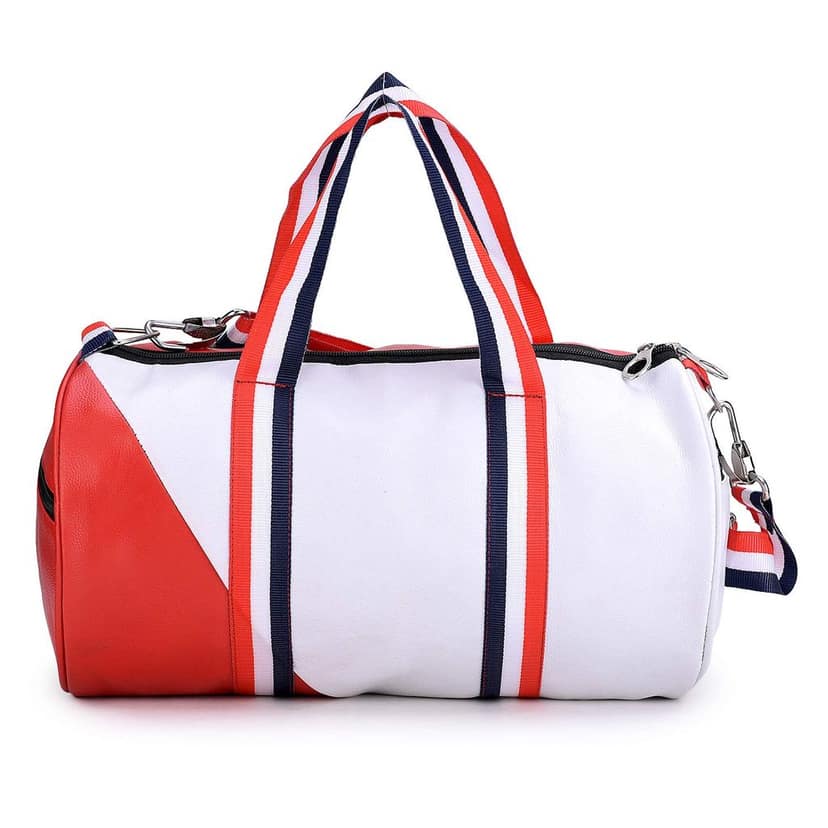 GROUPERS Duffle PU Leather Bag with Shaker Bottle-700ml & Wrist Bandl (Red White) view 4