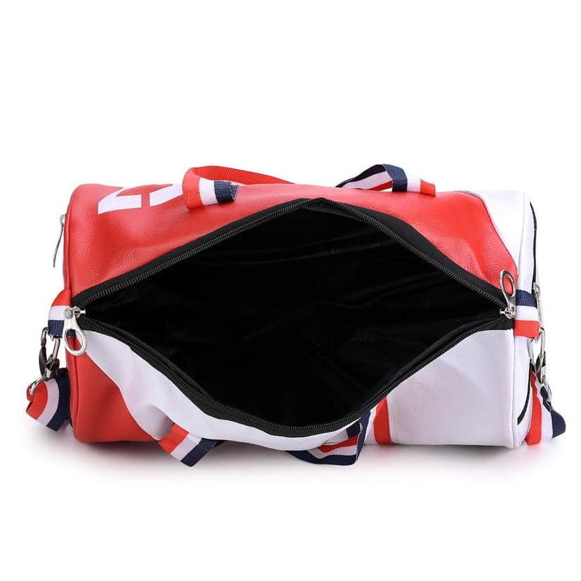 GROUPERS Duffle PU Leather Bag with Shaker Bottle-700ml & Wrist Bandl (Red White) view 5