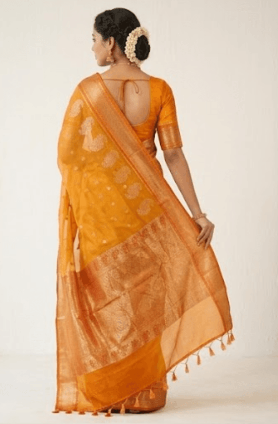 Elegant Yellow Saree for Women and Festive Occasions view 2