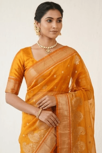 Elegant Yellow Saree for Women and Festive Occasions view 3