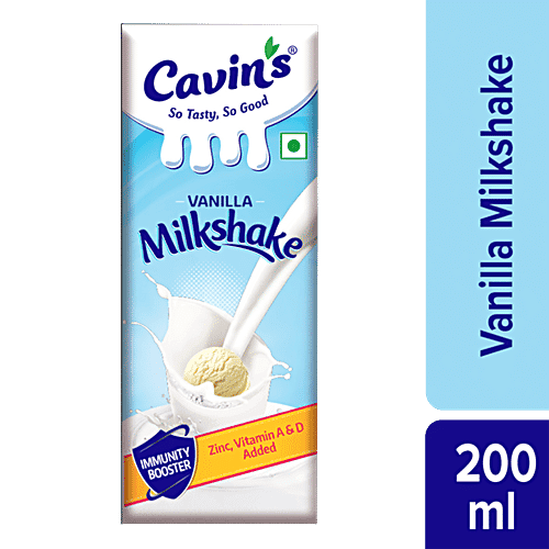 Cavins Vanilla Milkshake - With Zinc, Vitamin A & D Added, Immunity Booster, 200 ml Tetra Pack