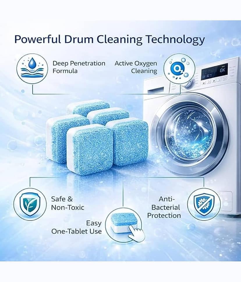 Washing Machine Cleanerpack of 10 Descaler for Washing Machine Front Load & Top Load | Remove Limescale & Soap Scum, Tough Grime | Descaling Powder Tablets For Drum & Tub Deep Clean view 2