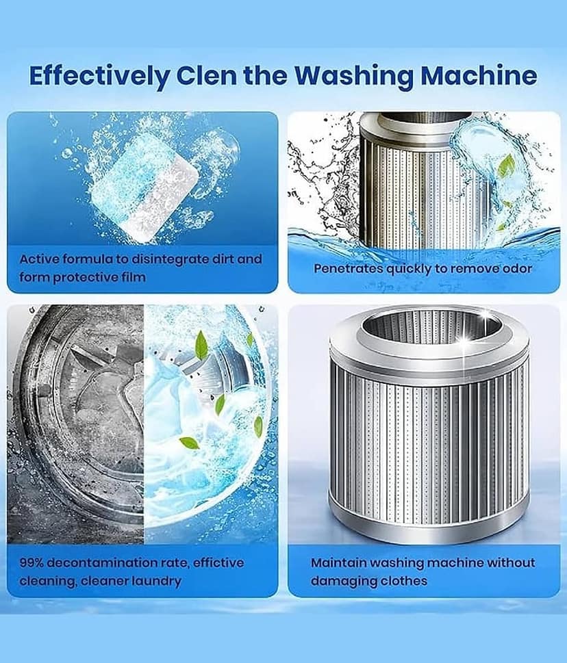 Washing Machine Cleanerpack of 10 Descaler for Washing Machine Front Load & Top Load | Remove Limescale & Soap Scum, Tough Grime | Descaling Powder Tablets For Drum & Tub Deep Clean view 4