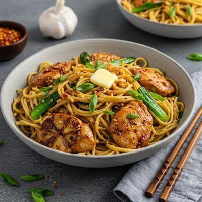 Burnt Garlic Butter Chicken Noodles