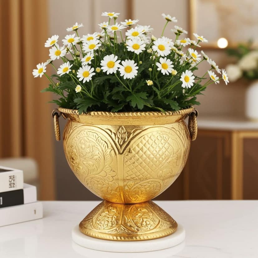 Brass Planter Pot Gamla ? Handcrafted Decorative Design, Height : 13 Inch (FMAS597 C)