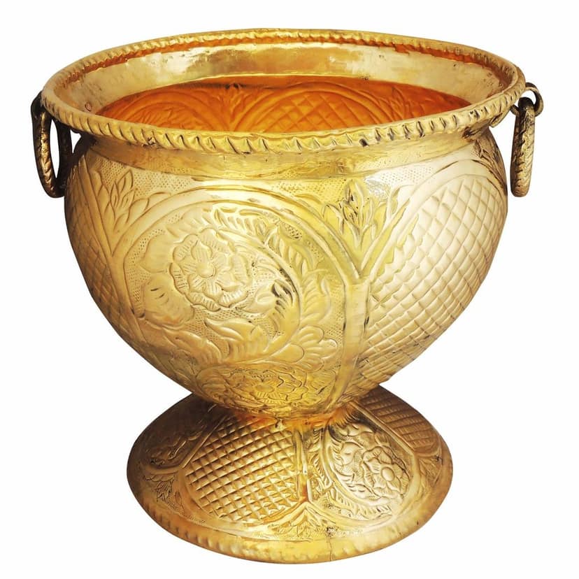 Brass Planter Pot Gamla ? Handcrafted Decorative Design, Height : 13 Inch (FMAS597 C) view 2