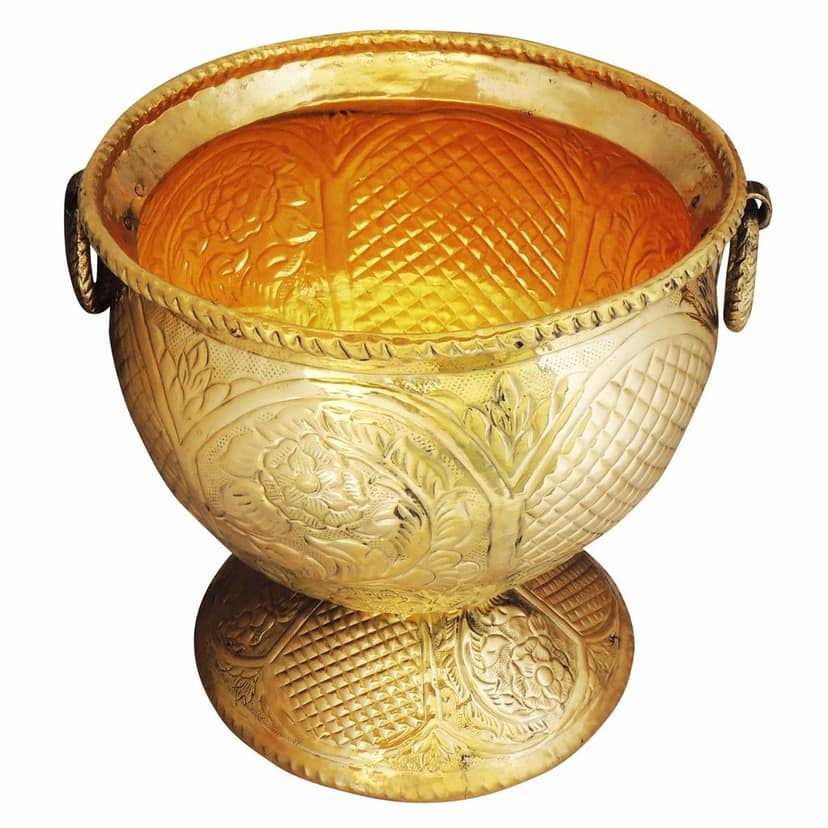 Brass Planter Pot Gamla ? Handcrafted Decorative Design, Height : 13 Inch (FMAS597 C) view 3