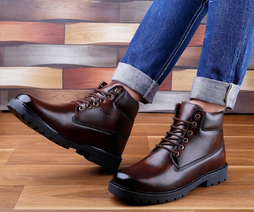 Bxxy's Faux Leather Chelsea Ankle Lace-up Boots for Men view 3