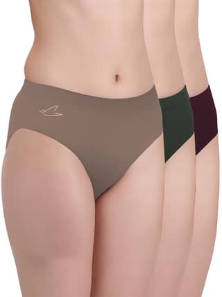 Freecultr Women’s Micromodal Mid-Rise Hipster | Super Soft & Breathable Fabric | Medium Rear Coverage | Comfortable Stretch Elastic | Pack of 3 |Color - Avocado Green,Clay,Port Wine
