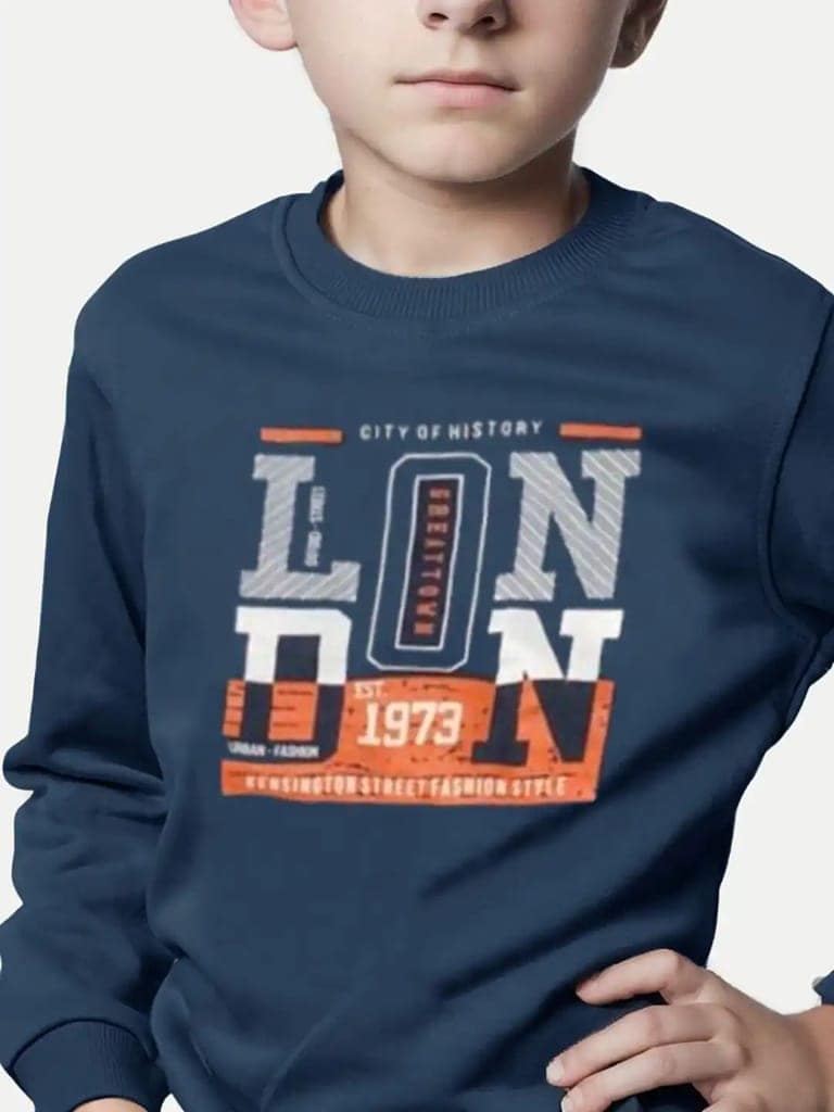 Teen Boys Navy Graphic Printed Sweatshirt view 3
