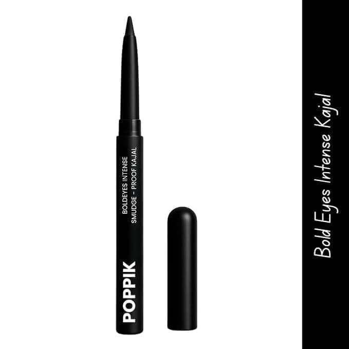 POPPIK BoldEyes Intense Kajal Black, Matte Finish, Smudge-Proof & Waterproof Eye Pencil with Vitamin E & Almond Oil, Long-Lasting, Cooling Effect, 0.3g view 6