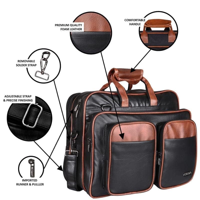 LOREM 28L Messenger Bag For Men - Faux Leather view 4